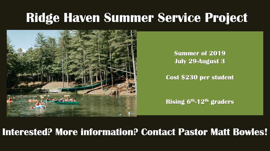 SRPC Youth Service Project at Ridgehaven: July 29- Aug 3, 2019